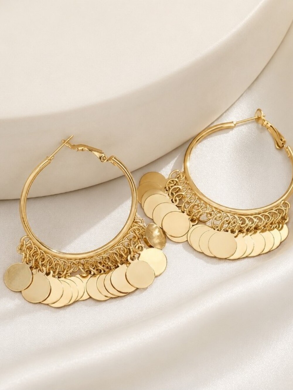 Gold Hoop Coin Earrings -